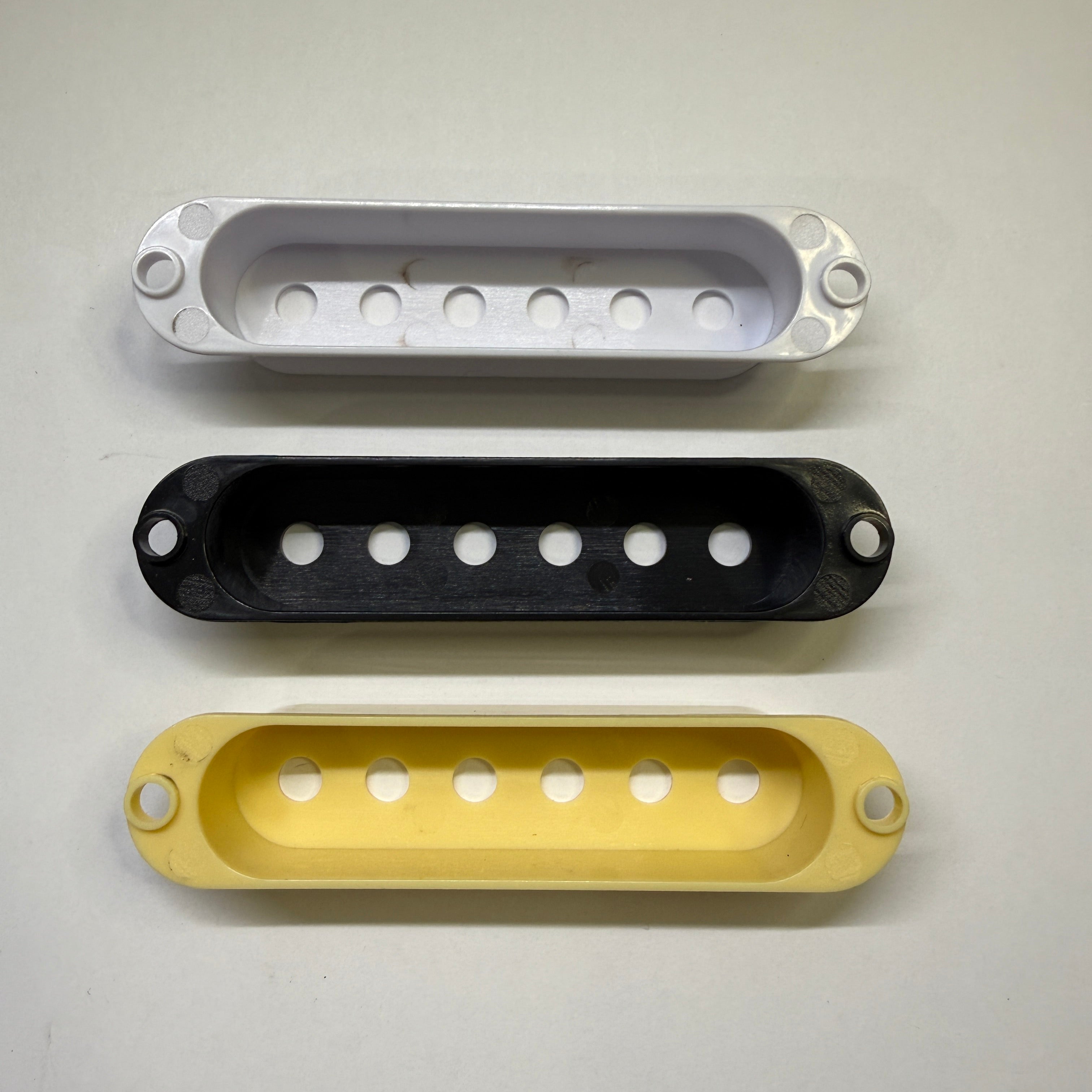 Single Coil Pickup Cover set (3 pc) for ST style guitar, Size 48mm, 50mm, 52mm, Colour Cream, Black, White