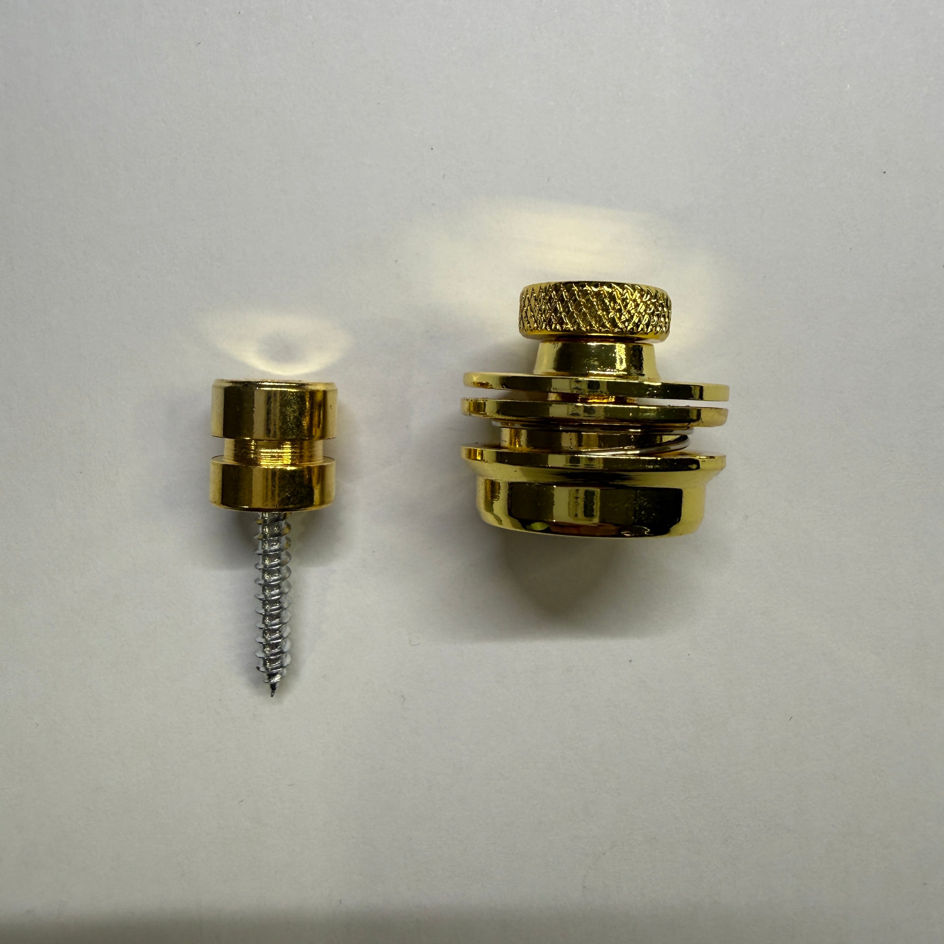 Premium Guitar Strap Locks with Quick-Release System (2 pc), Chrome / Black / Gold