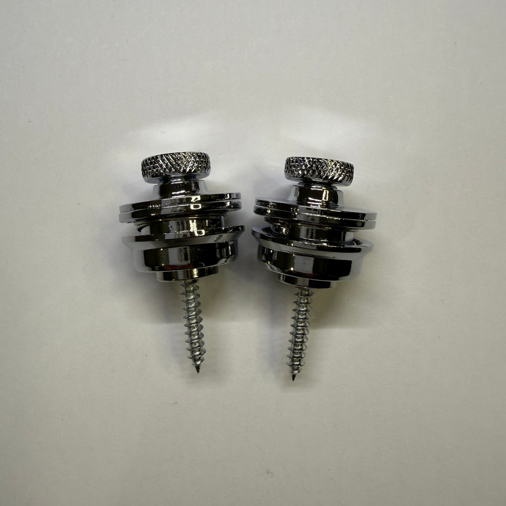 Premium Guitar Strap Locks with Quick-Release System (2 pc), Chrome / Black / Gold