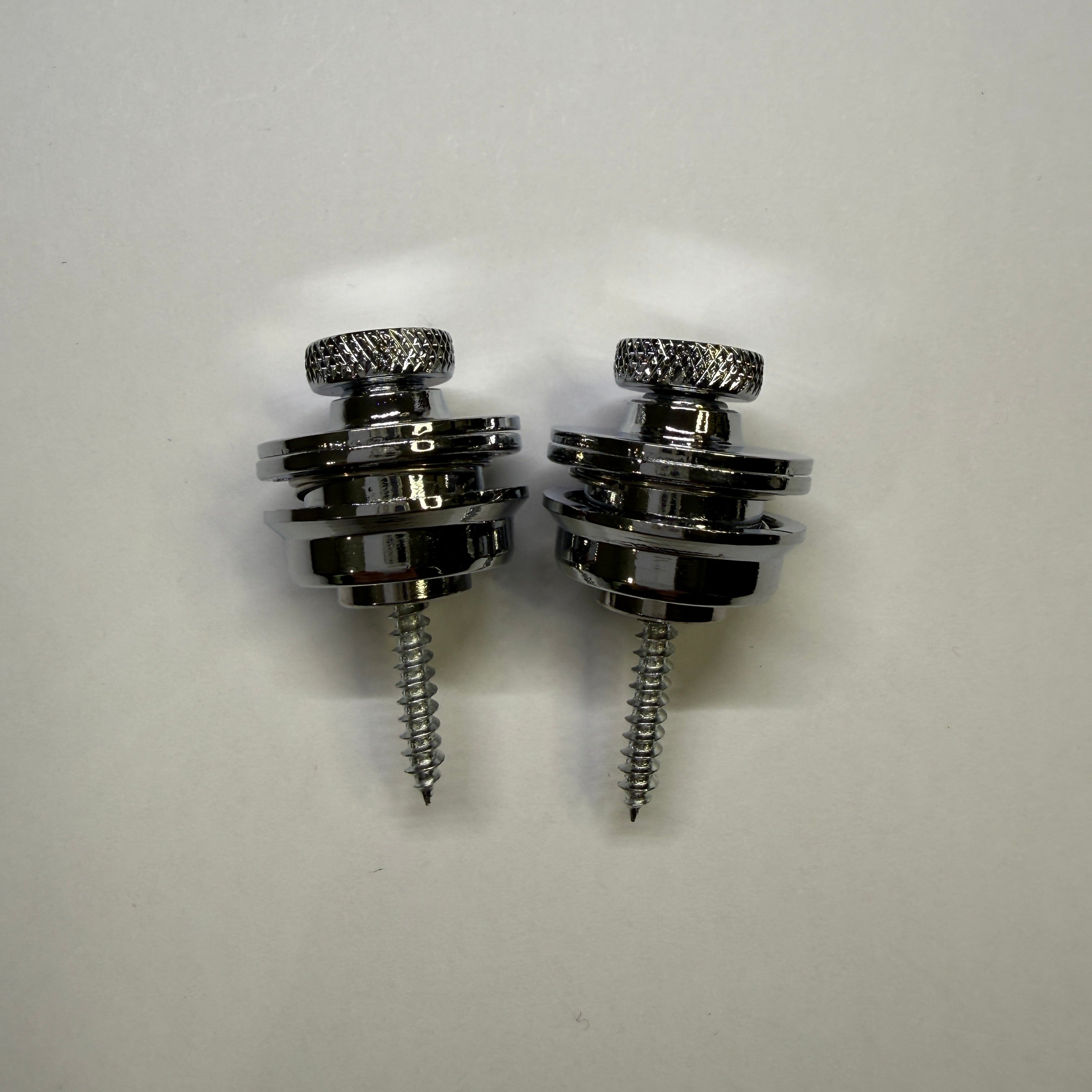 Premium Guitar Strap Locks with Quick-Release System (2 pc), Chrome / Black / Gold