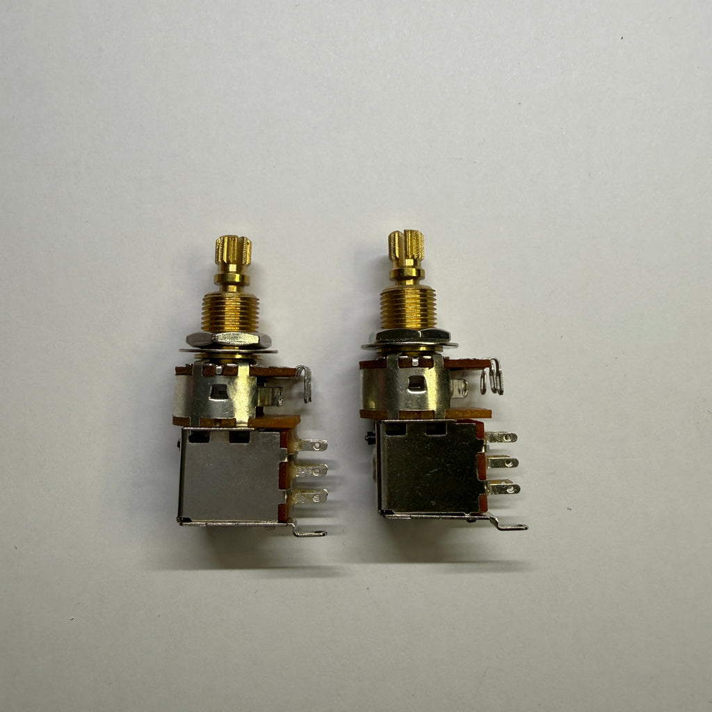 Brass Push Push Pots - Split Shaft (18 spline / 16 spline) Potentiometer for Volume / Tone A250K A500K B250K B500K