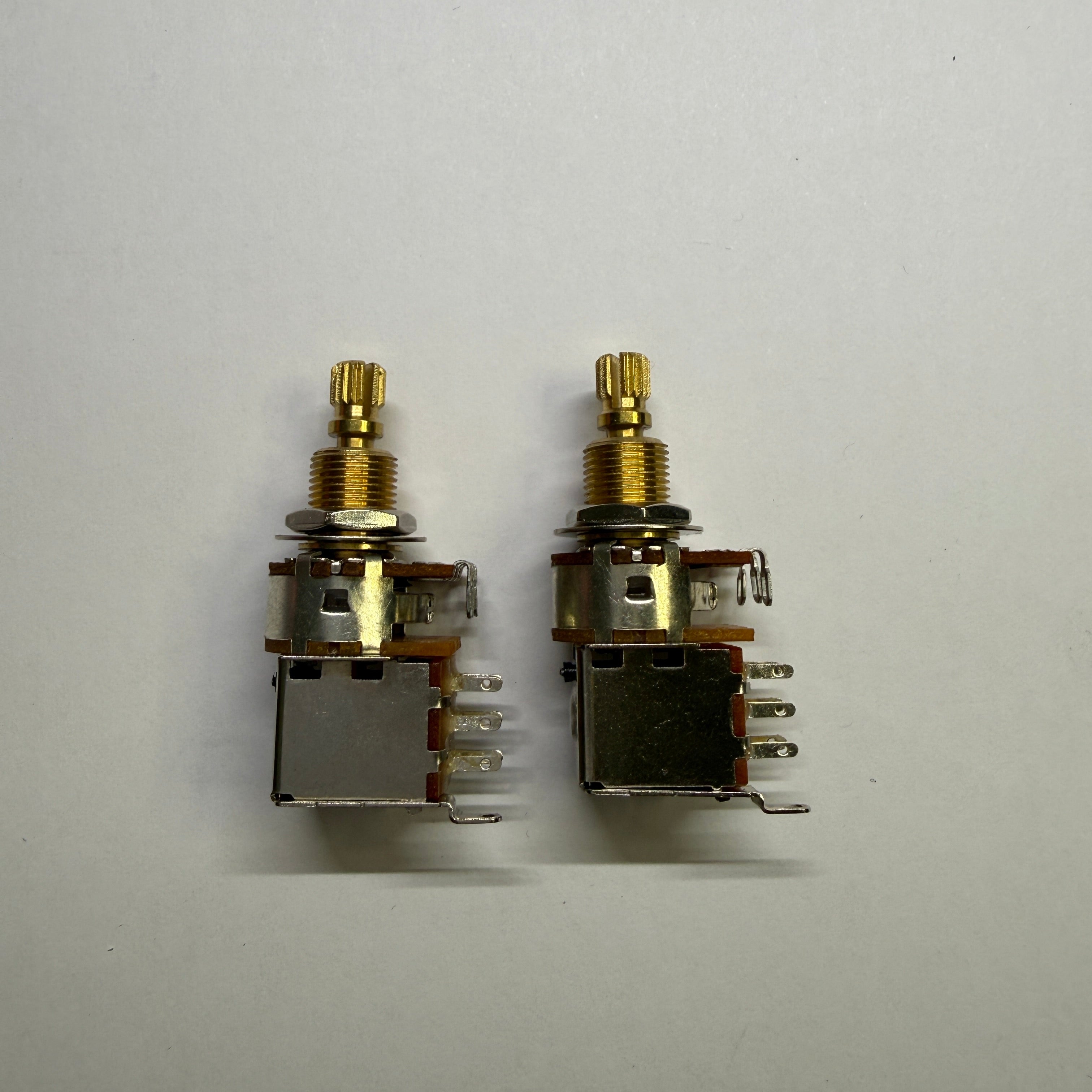 Brass Push Push Pots - Split Shaft (18 spline / 16 spline) Potentiometer for Volume / Tone A250K A500K B250K B500K