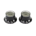 Hosco Bell Knob (Set of 2, 1 x Volume 1 x Tone) Black With Silver Inserts, Embossed White Numbers, USA fit and CTS pots