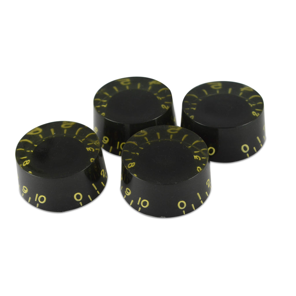 Hosco Speed Knob (Set of 4) Relic Black, CAB Material, Embossed Off-White Numbers, USA fit and CTS pots