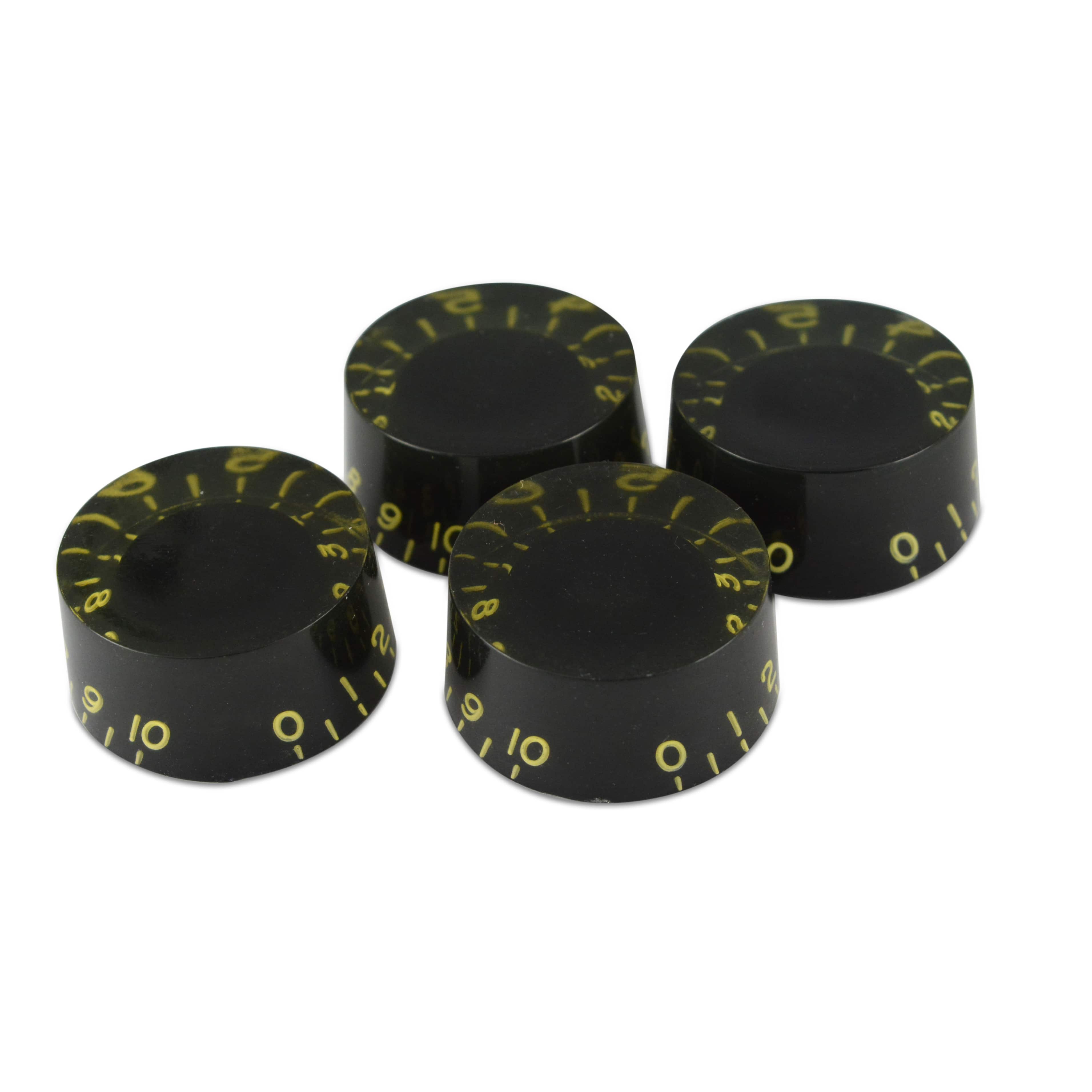 Hosco Speed Knob (Set of 4) Relic Black, CAB Material, Embossed Off-White Numbers, USA fit and CTS pots