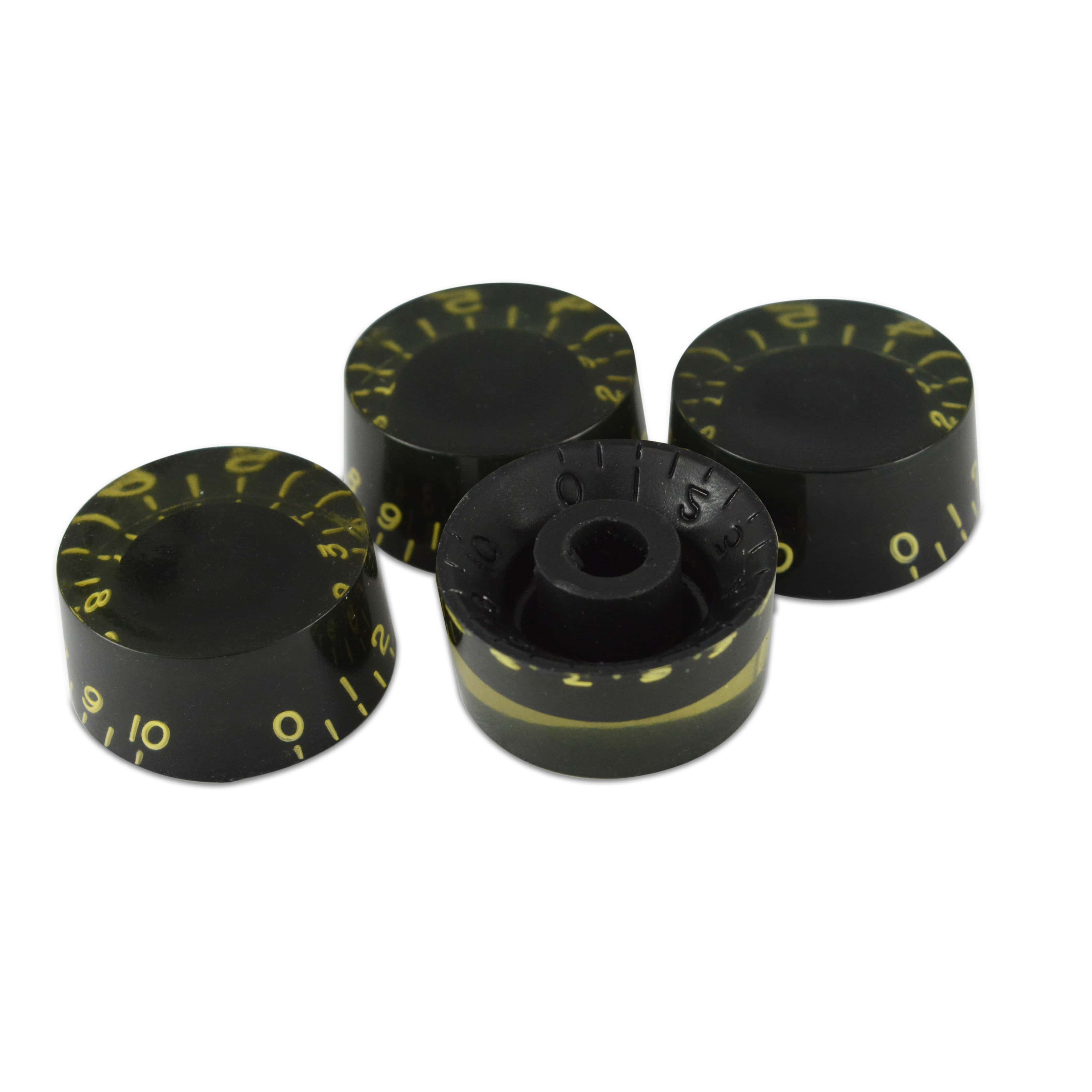 Hosco Speed Knob (Set of 4) Relic Black, CAB Material, Embossed Off-White Numbers, USA fit and CTS pots
