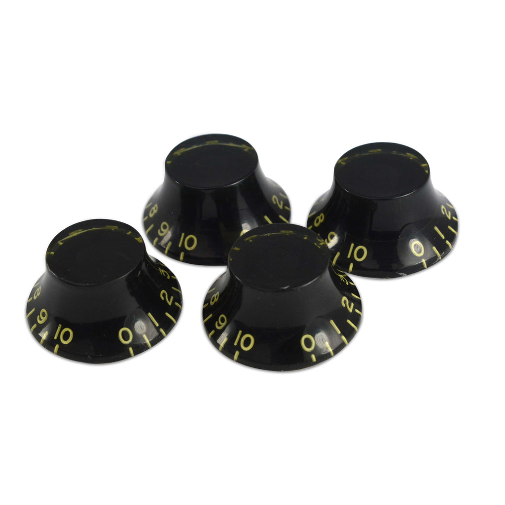 Hosco Bell Knob (Set of 4) Relic Black, CAB Material, Embossed Off-White Numbers, USA fit and CTS pots