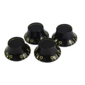 Hosco Bell Knob (Set of 4) Relic Black, CAB Material, Embossed Off-White Numbers, USA fit and CTS pots