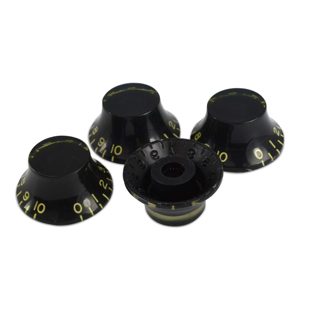 Hosco Bell Knob (Set of 4) Relic Black, CAB Material, Embossed Off-White Numbers, USA fit and CTS pots