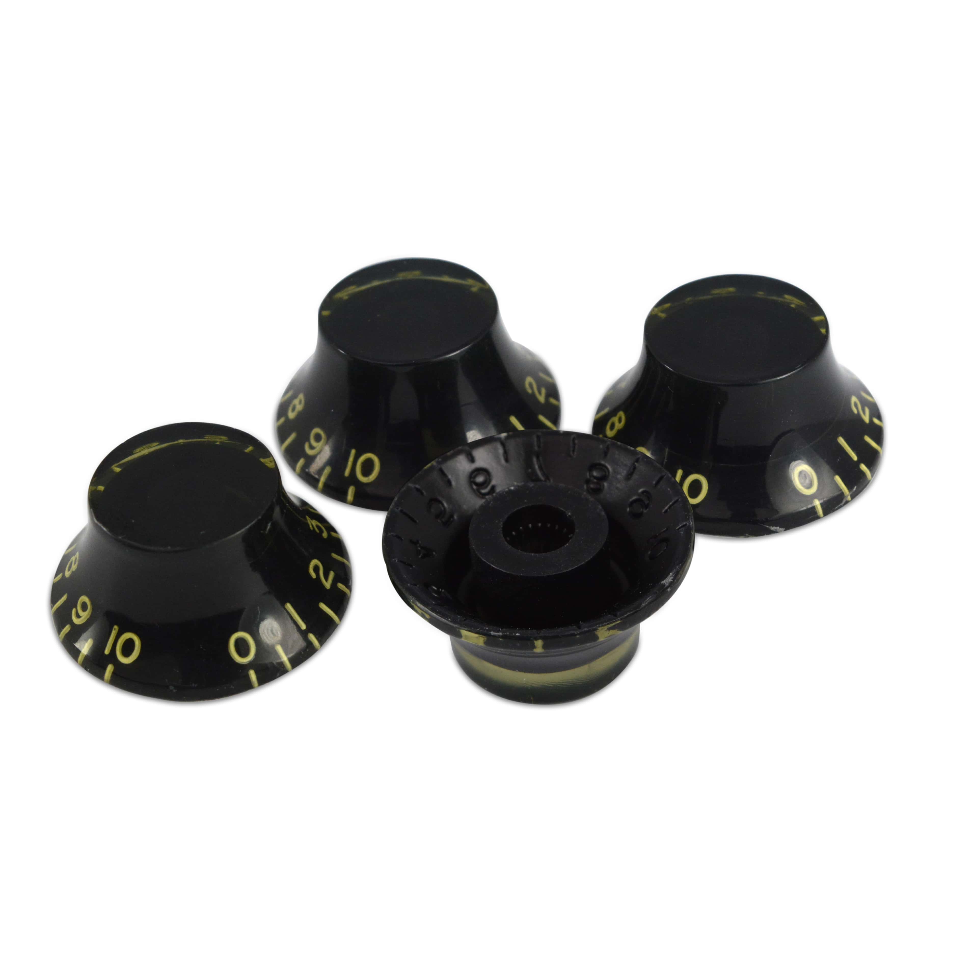 Hosco Bell Knob (Set of 4) Relic Black, CAB Material, Embossed Off-White Numbers, USA fit and CTS pots