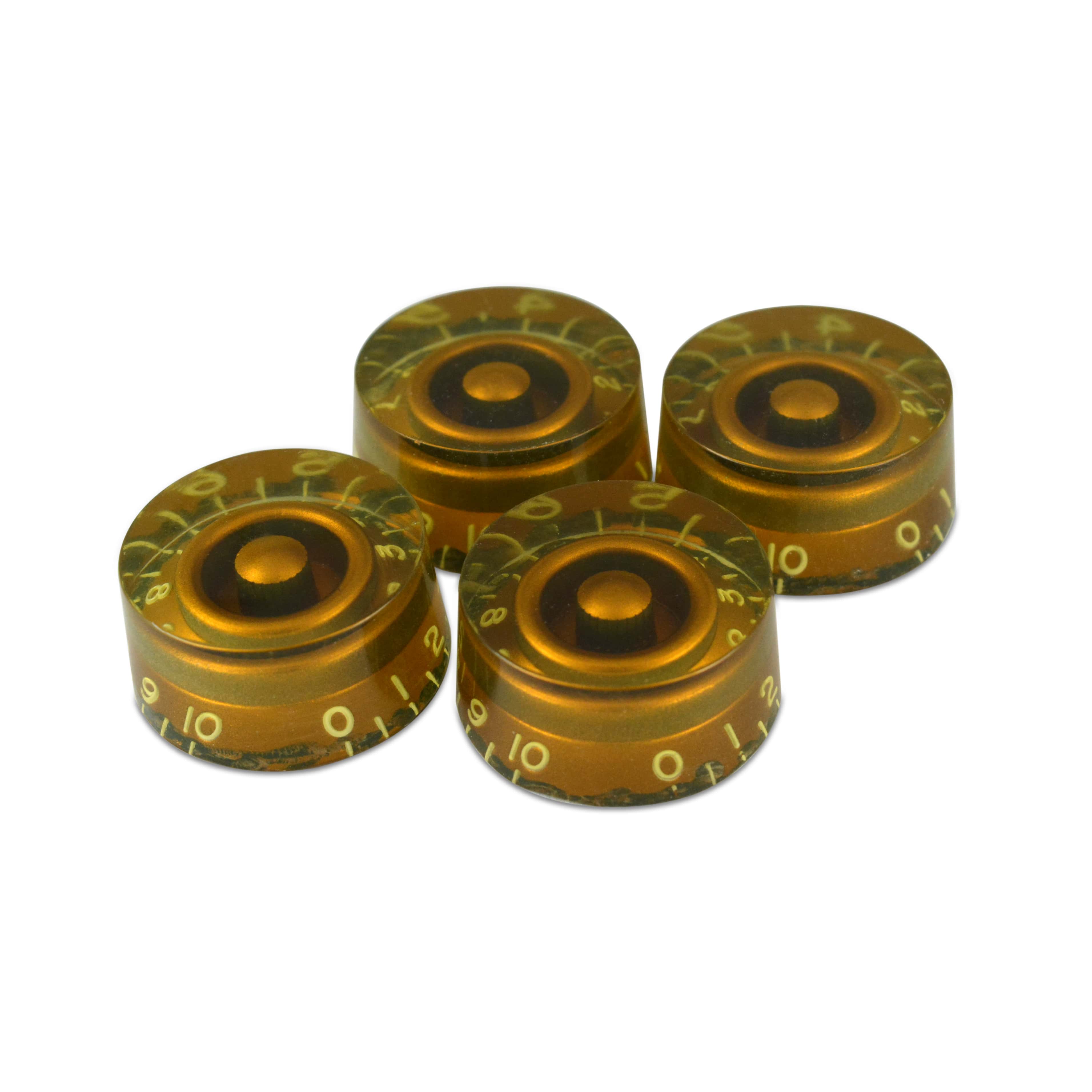 Hosco Speed Knob (Set of 4) Relic Gold, CAB Material, Embossed Off-White Numbers, USA fit and CTS pots