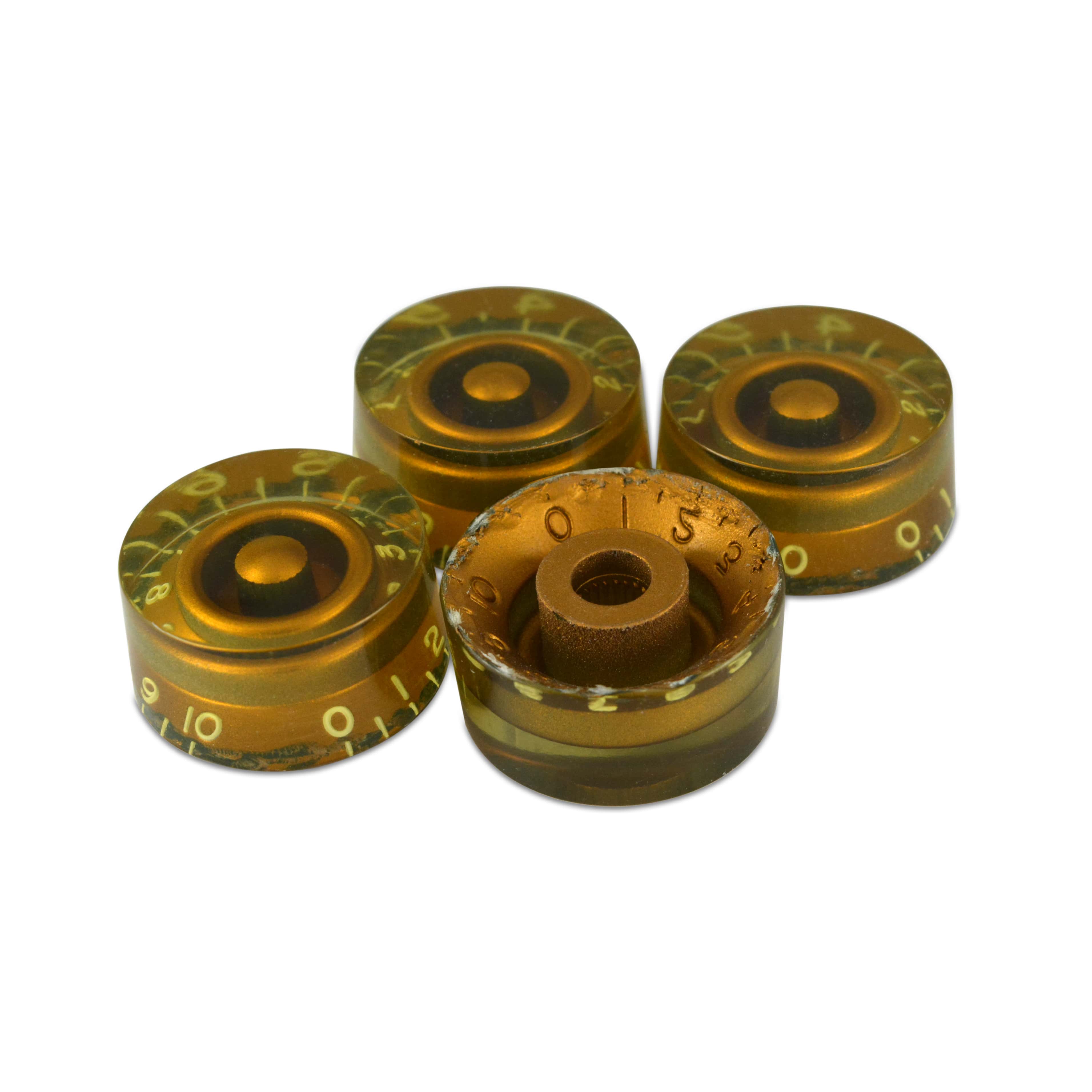 Hosco Speed Knob (Set of 4) Relic Gold, CAB Material, Embossed Off-White Numbers, USA fit and CTS pots