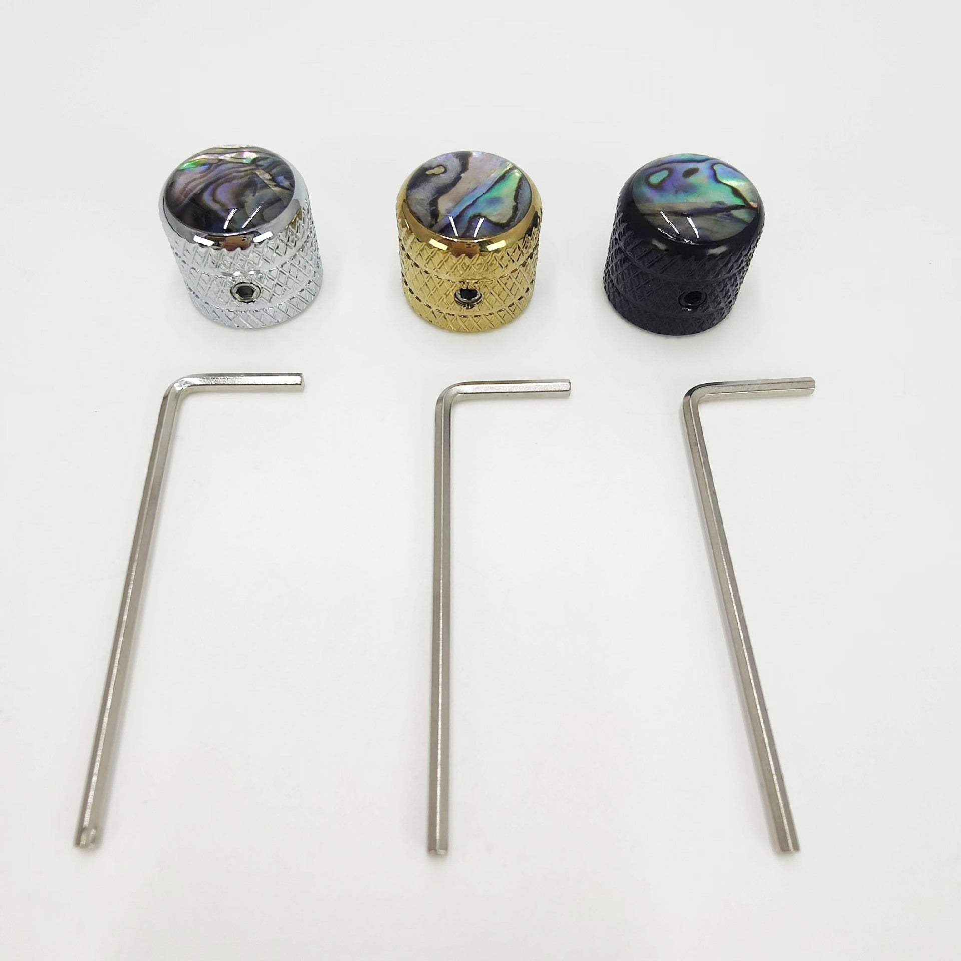 Premium Abalone Inlay Knob with Lock. Chrome / Gold / Black