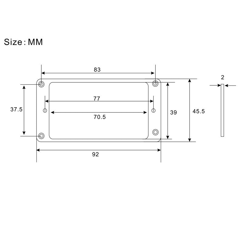 Premium Humbucker Pickup Surround / Mounting Ring - Flat Metal