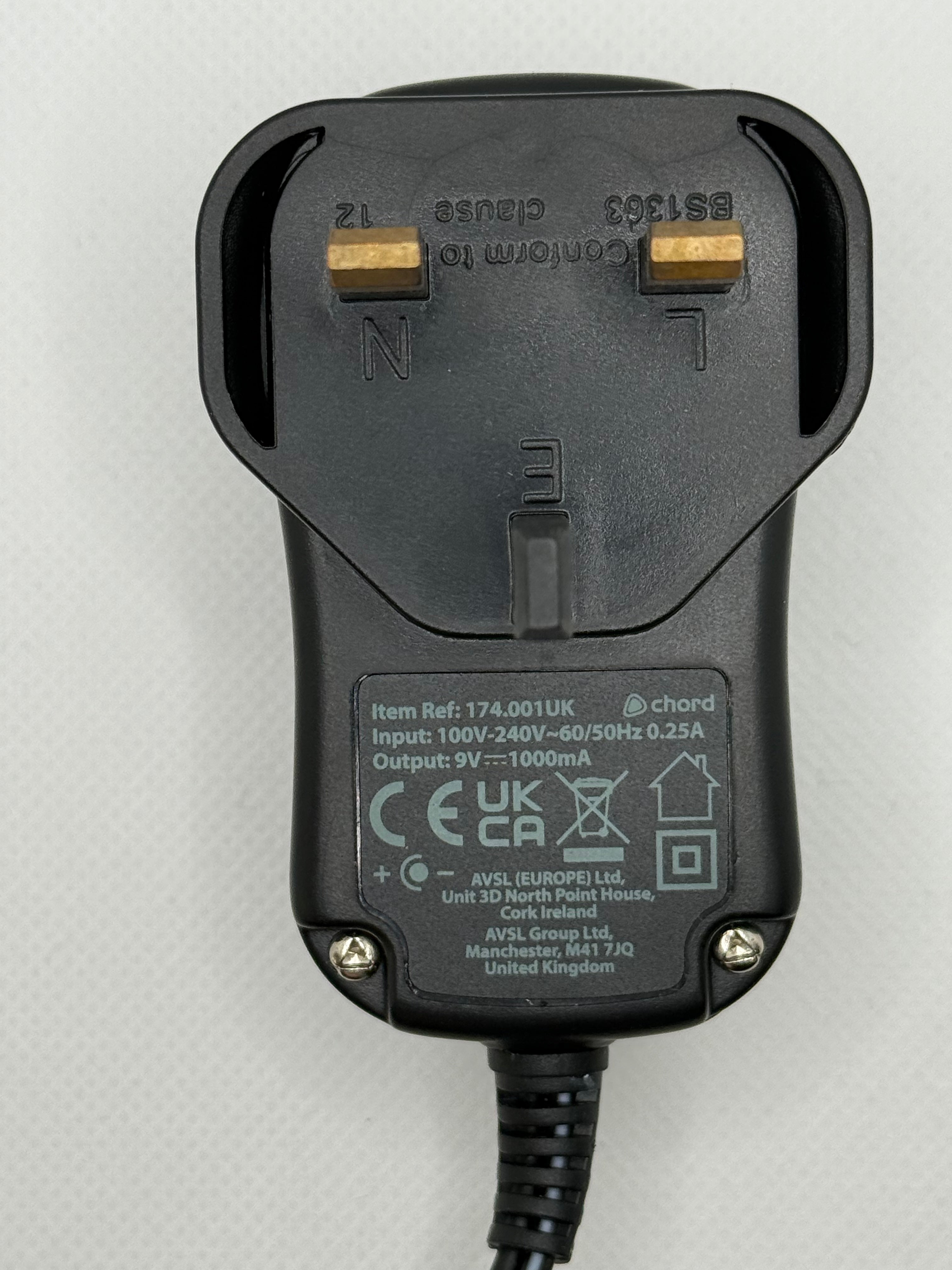 Chord Guitar Effects Power Adaptor 9Vdc 1000mA