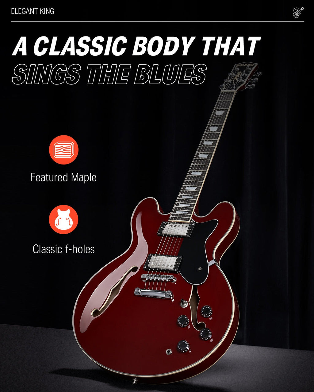 Donner DJP-1000 JAZZ Electric Guitar - Cherry Color