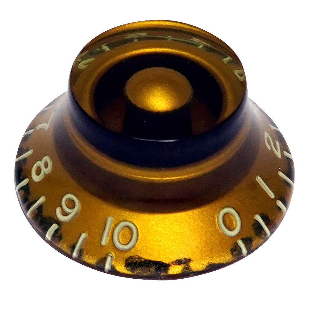 Hosco Bell Knob (Set of 4) Relic Gold, CAB Material, Embossed Off-White Numbers, USA fit and CTS pots