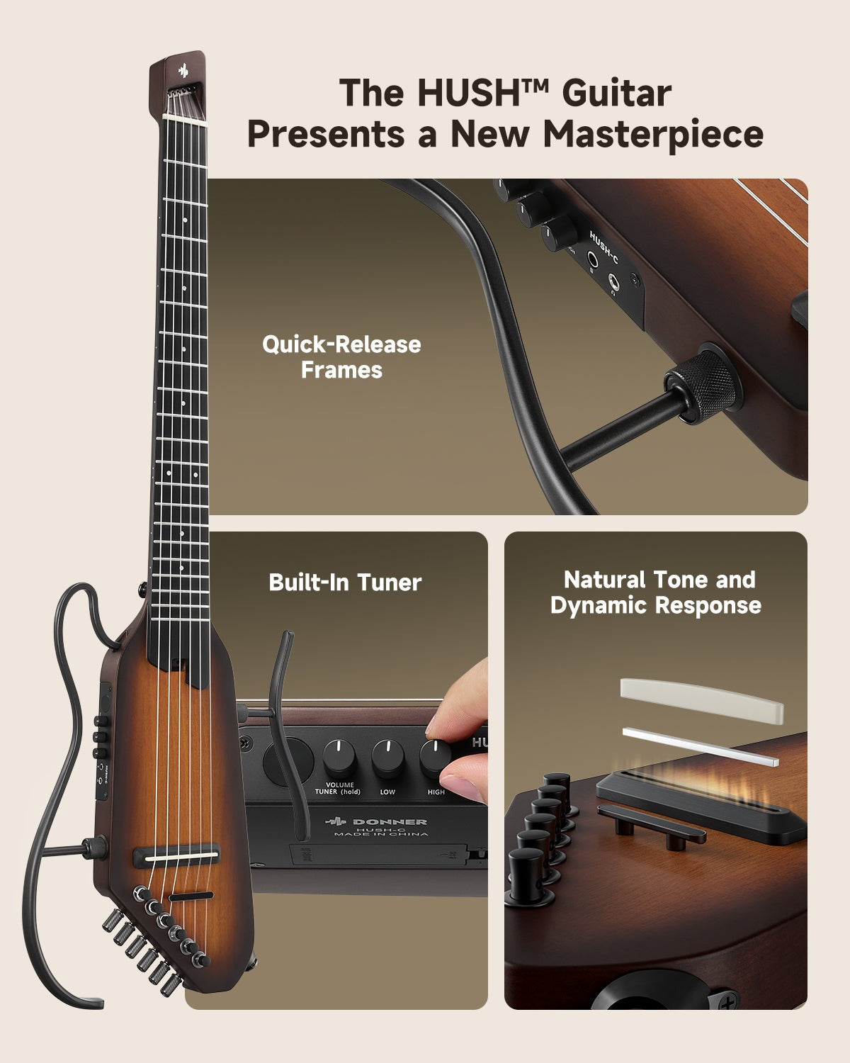 Donner HUSH C Nylon Acoustic-Electric Guitar