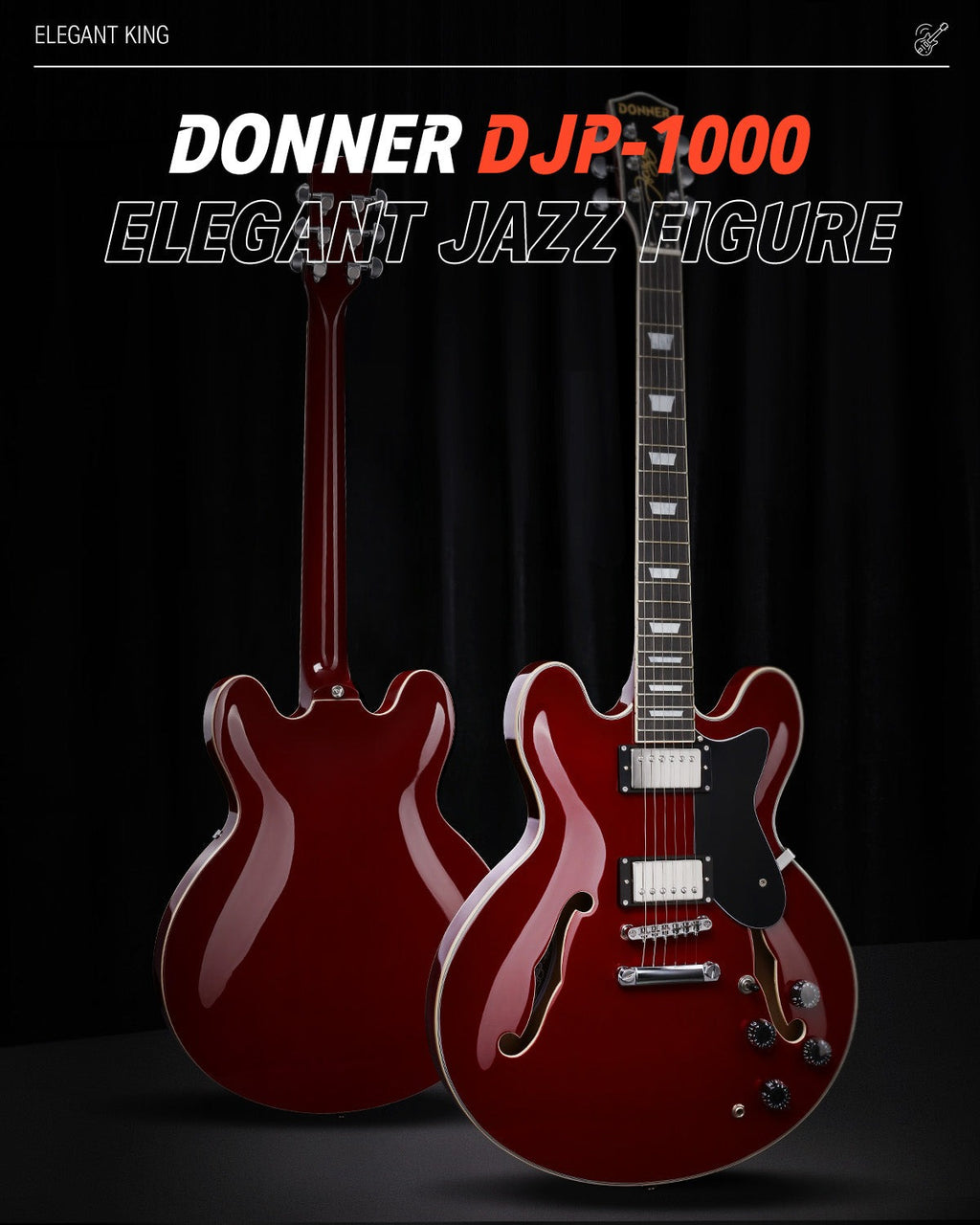 Donner DJP-1000 JAZZ Electric Guitar - Cherry Color